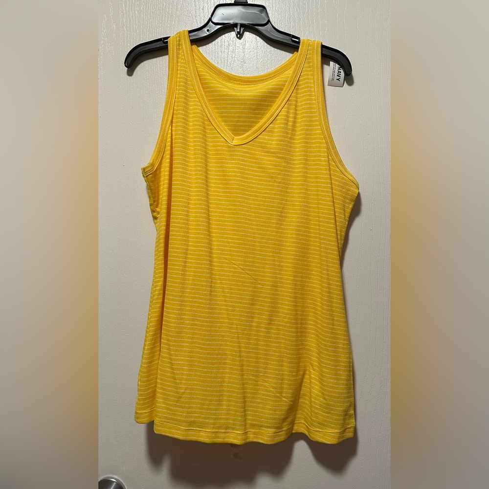Slim fit 2X yellow and white stripped tank top- NWT